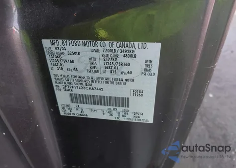 2003 Ford F-150 Xl/Xlt из США, поврежденный, VIN 2FTPF17L23CA67442